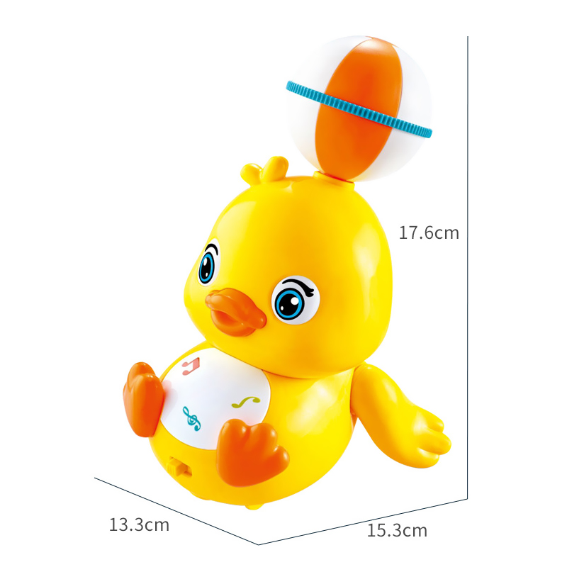 Product dimensions of the yellow Stunt Head Duck toy