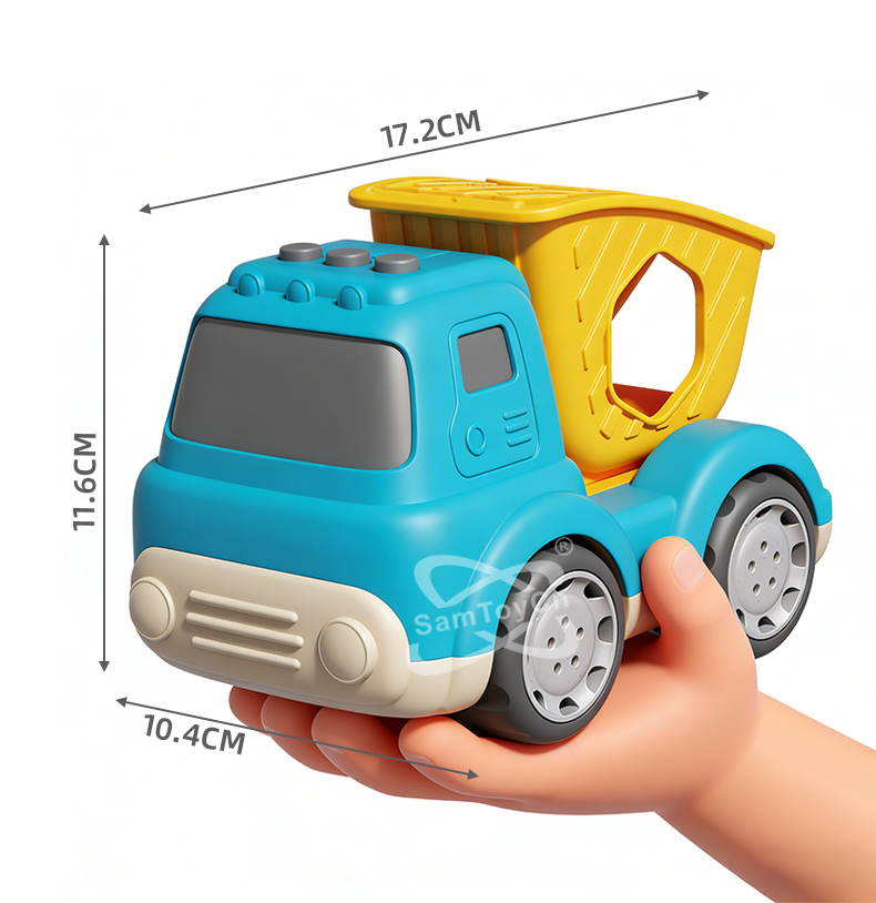 Straw Cartoon Sliding Building Blocks Paired With Dump Truck toy Product Dimensions