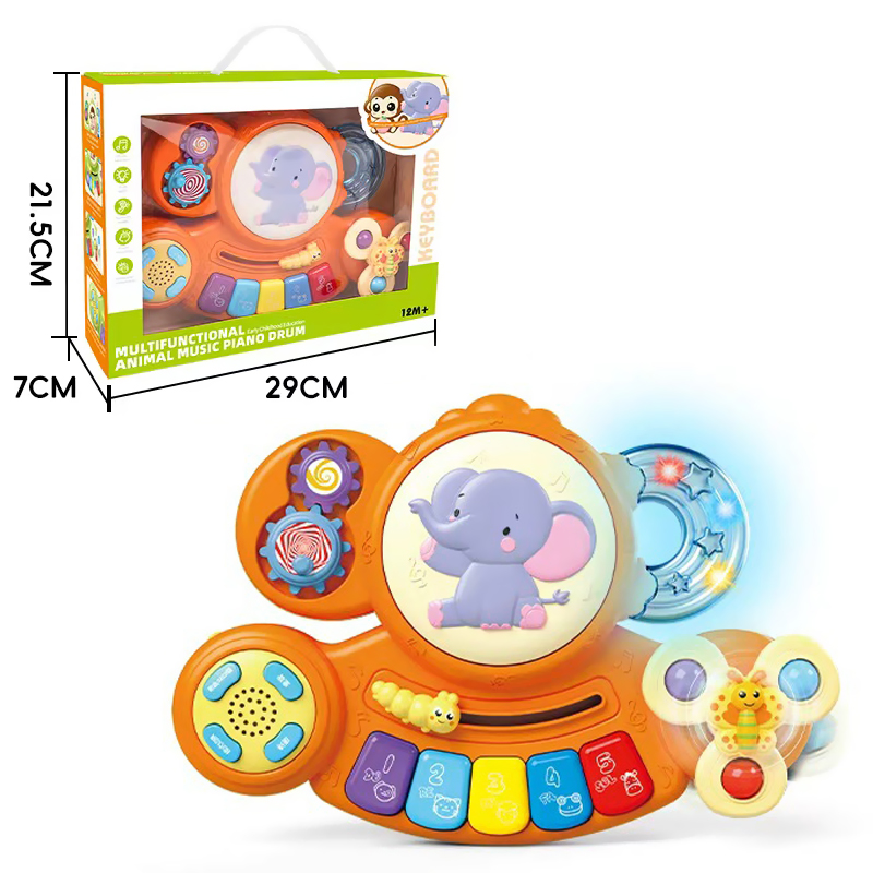 Orange Elephant Multifunctional Animal Music and its outer packaging dimensions