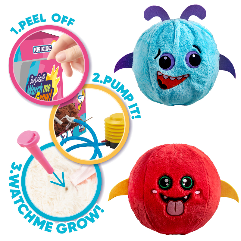 Blue and Red Small Size Devil Plush Ball Three Steps to Use This Product