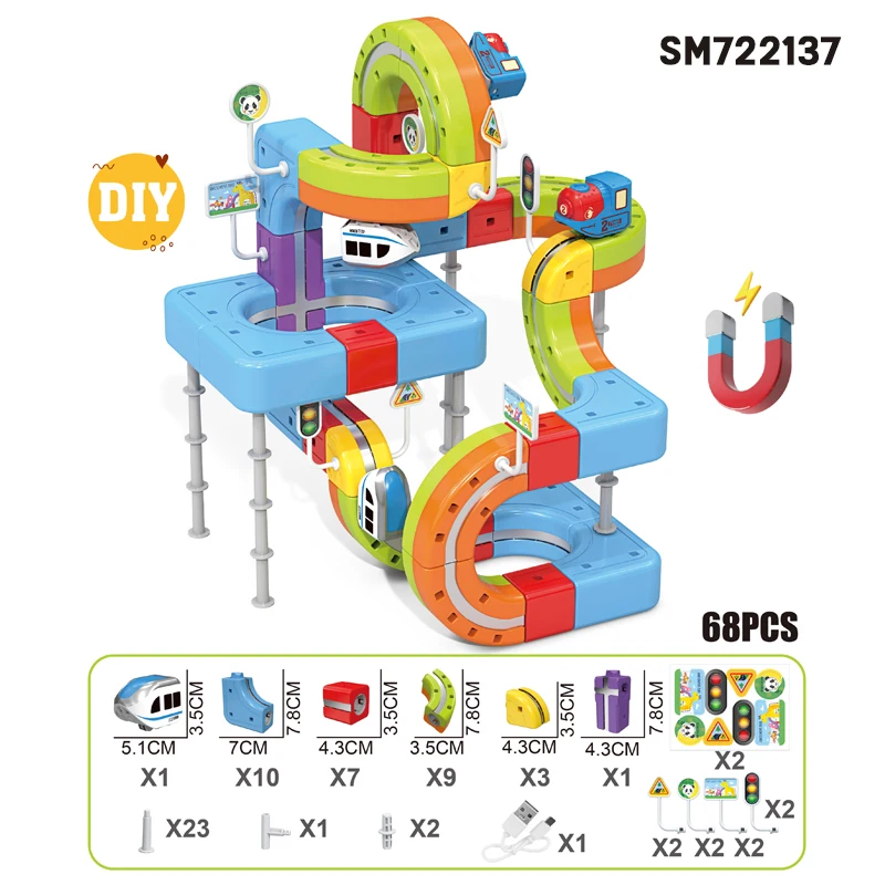 DIY Magnetic Track Levitation Train 68pcs Parts and Dimensions