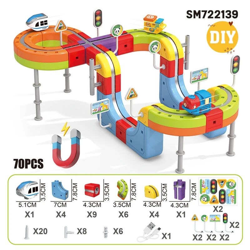 DIY Magnetic Track Levitation Train 70pcs Parts and Dimensions