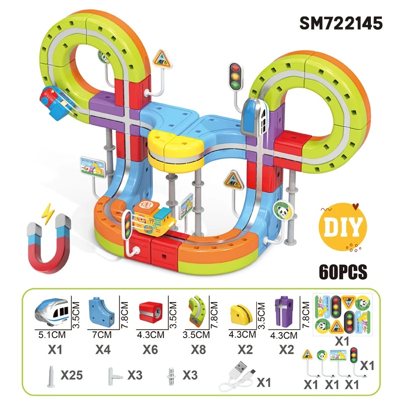 DIY Magnetic Track Levitation Train 60pcs Parts and Dimensions