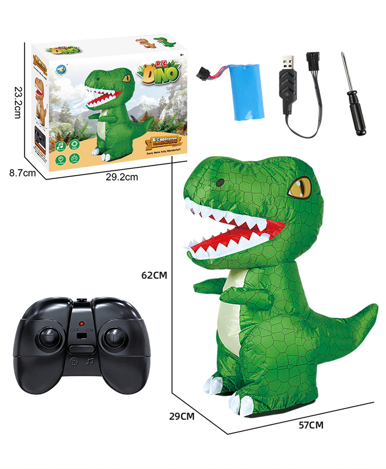 Product Accessories and Outer Packaging Dimensions for the Remote Control Inflatable Dinosaur