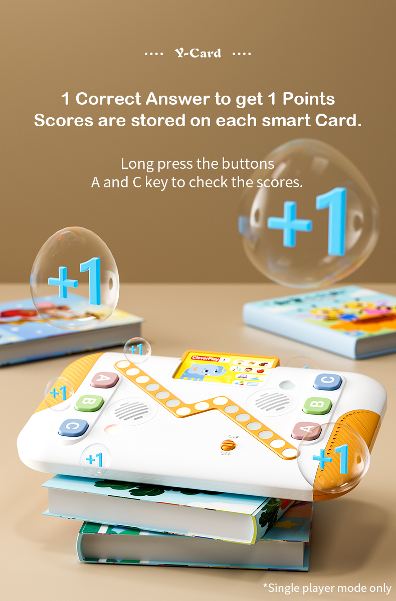 Correctly answering a question earns one point in Clever Play Battle Player. Press and hold A and C to check your score