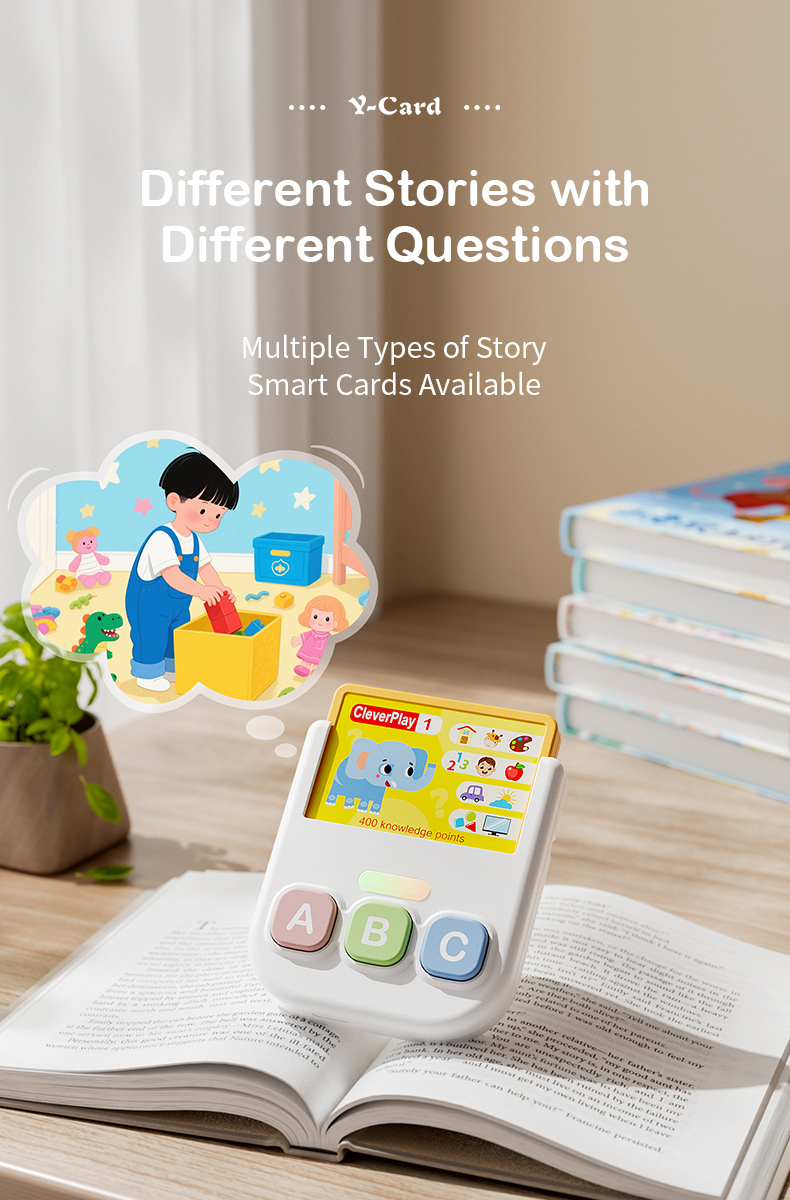 The Clever Play Portable Player offers a variety of cartridges to choose from, each containing different stories and questions