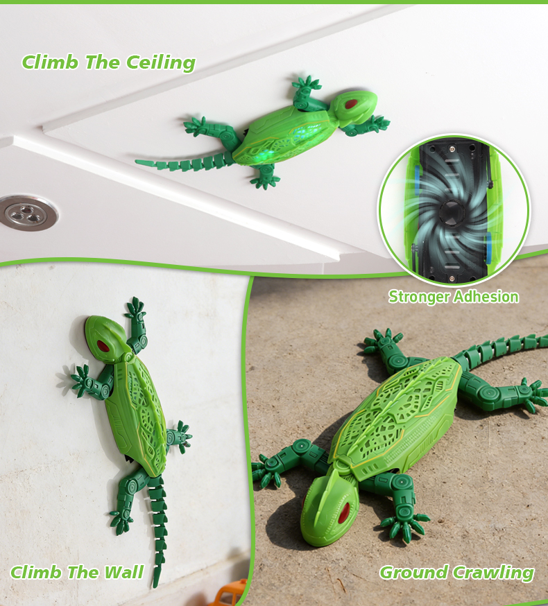 Wall-Climbing Geckos toys feature powerful suction that allows them to stick to walls and ceilings