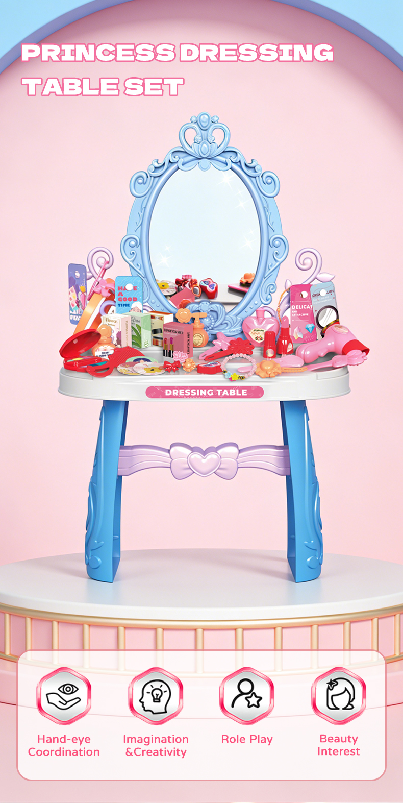 A blue Princess Dressing Table Set toy