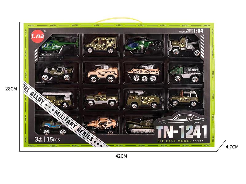 Slide Simulated Alloy Military Trucks 15pcs
