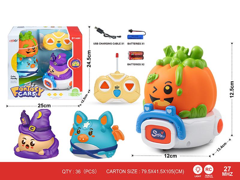 27Mhz 2-Channel Remote Control Halloween Series Vinyl Car(With Lights)1 Changing 3(Including Batteries)