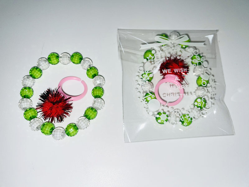 Christmas Beaded Bracelet + Ring