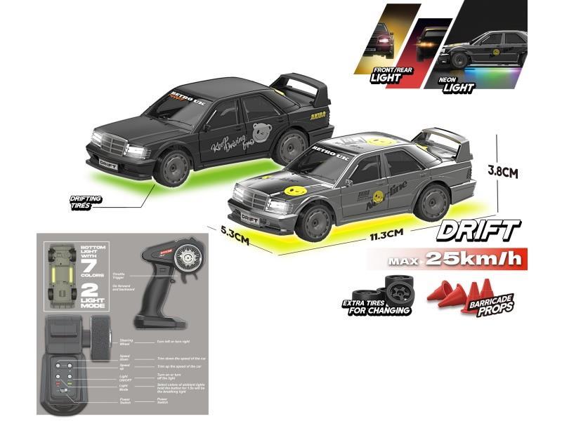 1 ：43 2.4G Semi-Scale Remote-Controlled Four-Wheel Drive Drift Vehicle With Front And Rear Headlights And 7-Color Ambient Lights