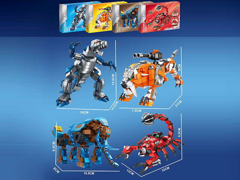 Three-Changes Mechanical Beast Small Particle Building Blocks 346/326/290/306PCS