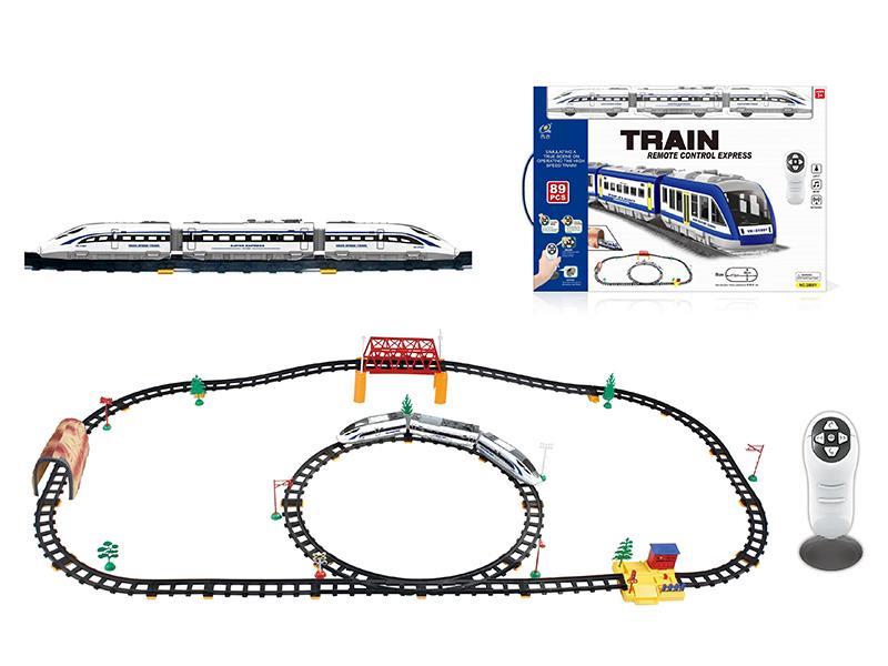 IR Bidirectional Remote Control High-Speed Rail Train With Overpass, Tunnel And Corridor Station(89PCS, With Sound And Lights)