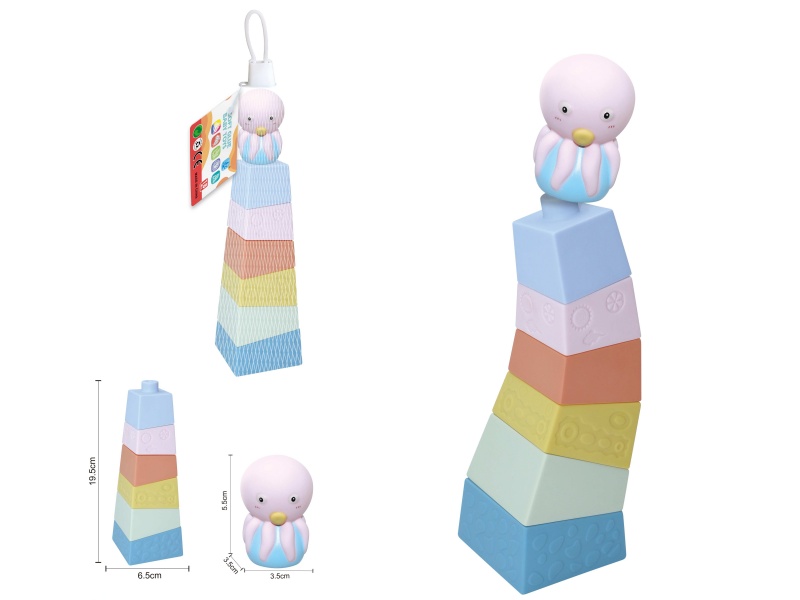 Soft Plastic Stacked Tower Finger Doll Set(Sea Animal) 7pcs
