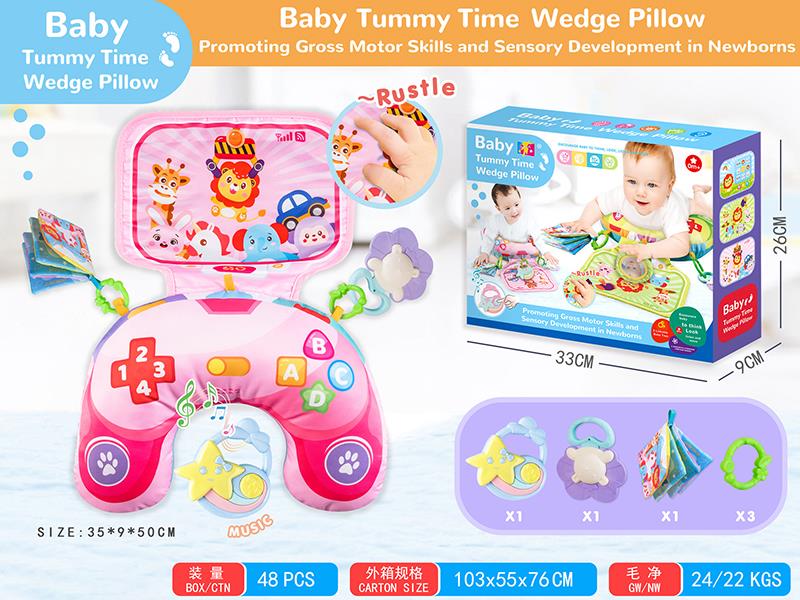 Baby Tummy Time Wedge Pillow With Music Box(Pink)