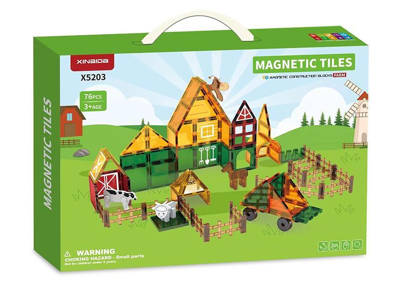 Farm Theme Magnetic Tiles Building Blocks 76PCS