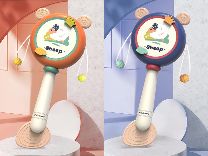 Rattle-Drum - Sheep (Orange, Blue)