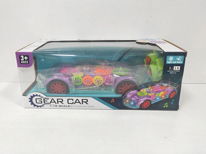4-Channel Remote Control Transparent Gear Car With Lights(Included Batteries)
