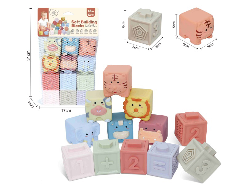 Animal & Numbers Soft Building Blocks 12PCS