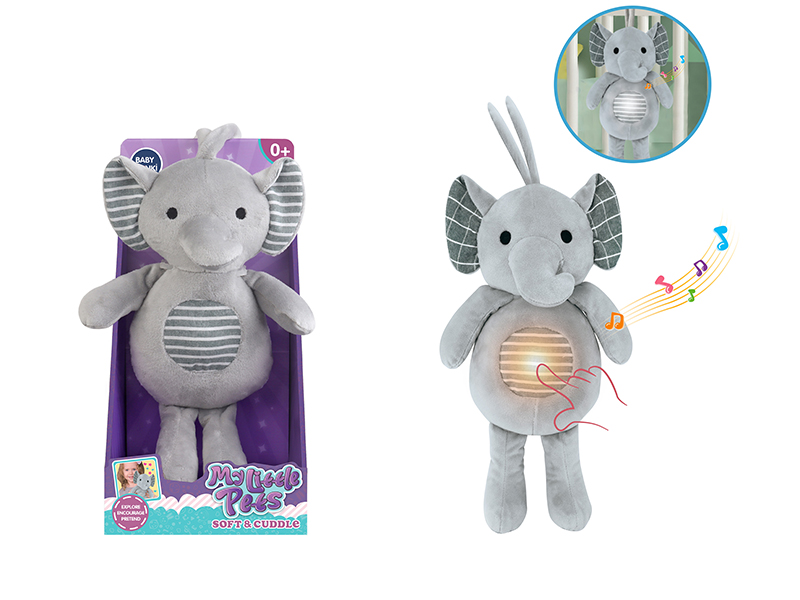 Baby Crib Hanging Plush Soothe Elephant With Sound And Light