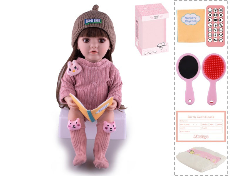 22-Inch Bionic Smart Rebirth Doll, Capable Of Bionic Shaking Of The Head, Raising Of The Hand, Mouth Movement To Speak, Intelligent Dialogue, Recording, Imitating The Tongue, Oral Skills, Dance Music