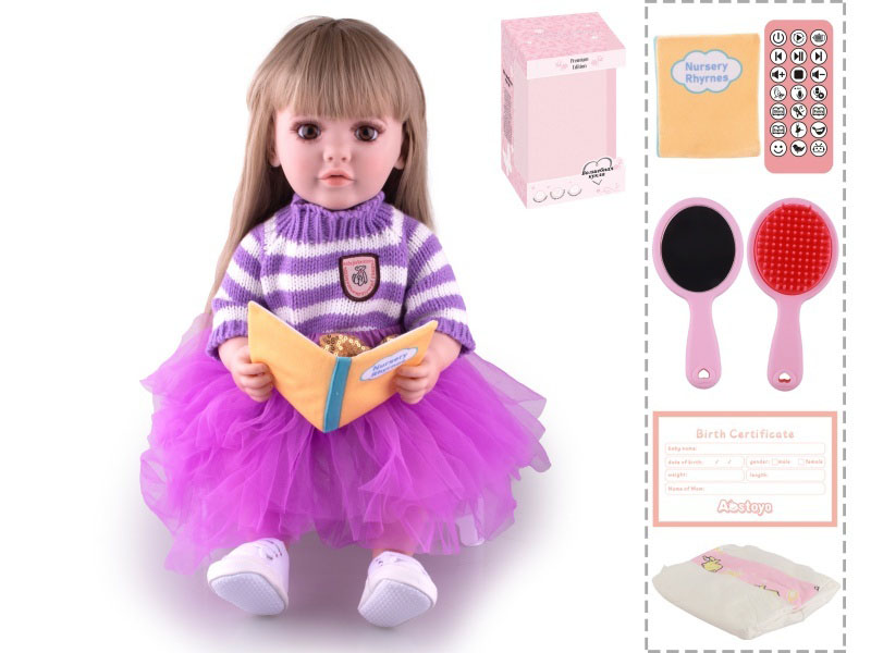 22-Inch Bionic Smart Rebirth Doll, Capable Of Bionic Shaking Of The Head, Raising Of The Hand, Mouth Movement To Speak, Intelligent Dialogue, Recording, Imitating The Tongue, Oral Skills, Dance Music