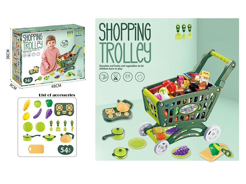 57CM Large Shopping Cart With Tableware Set