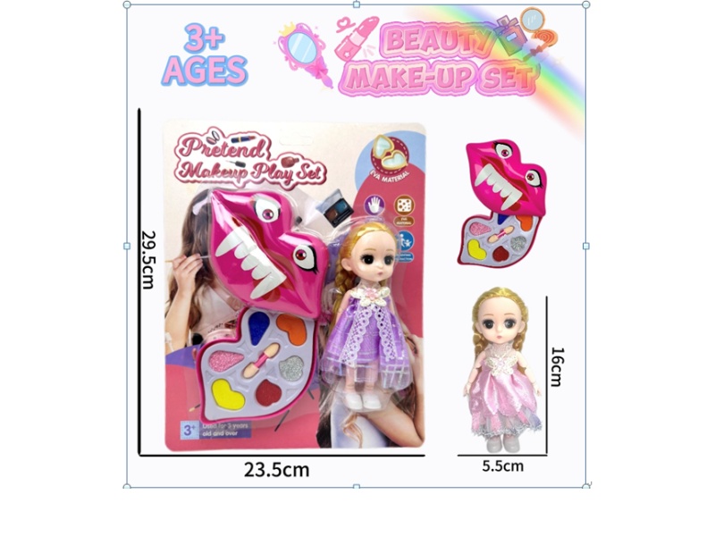 Single-layer funny lips paired with a 6-inch physical doll