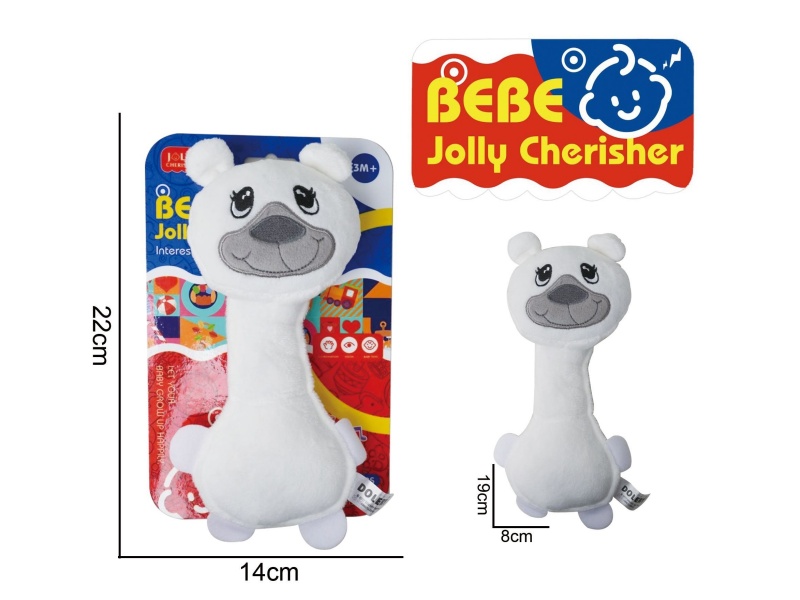 Baby Educational Plush Soothing Toy - White Bear Grasping Bb Stick