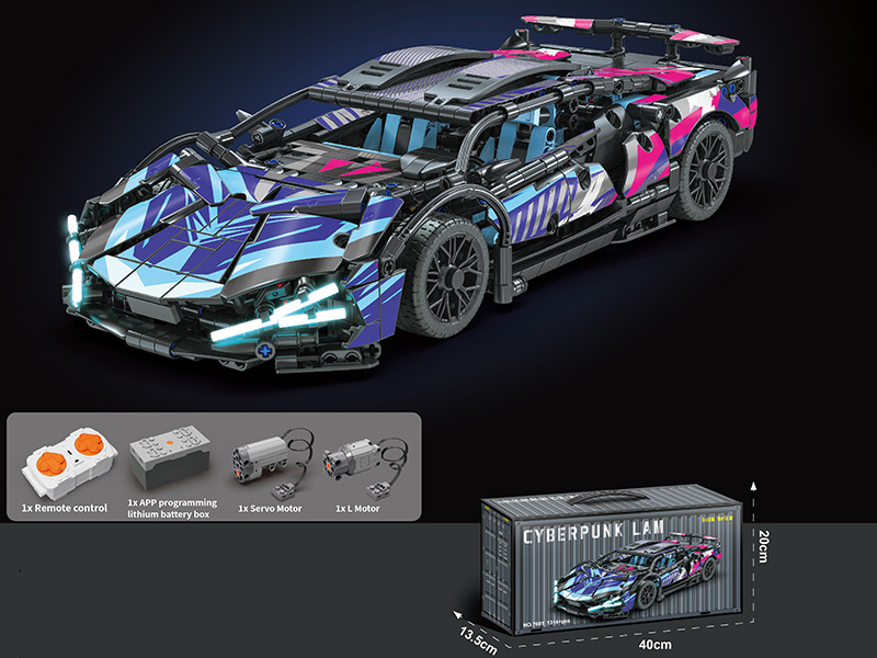 1:14 Cyberpunk Lamborghini Car Building Blocks(Lithium Battery, Remote Control)1314pcs