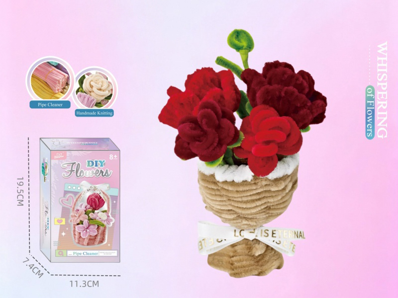 Diy Pink Warm Flower Vase Twisty Stick Flower Basket