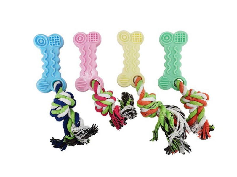 Rope Knot Bright-Colored Curved Bone Pet Toy