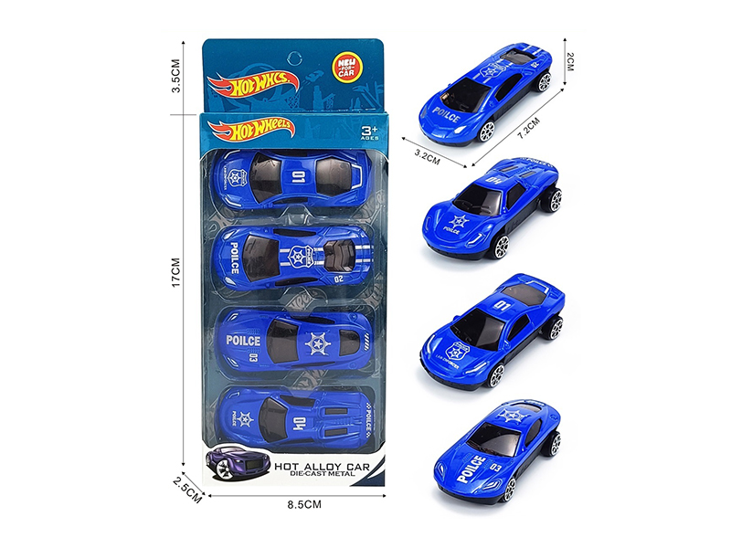 Slide Alloy Police Cars 4pcs