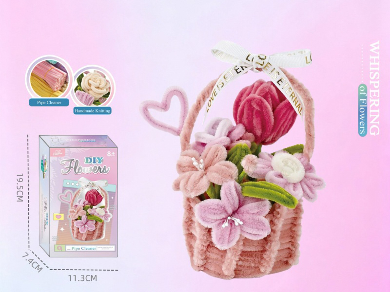 Diy Twisty Stick Flower Basket For Pink And Blue Flower Island