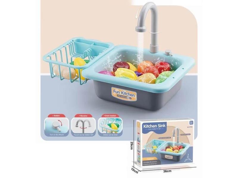 Play House Kitchen, Large Electric Water Outlet Washbasin With Fruits