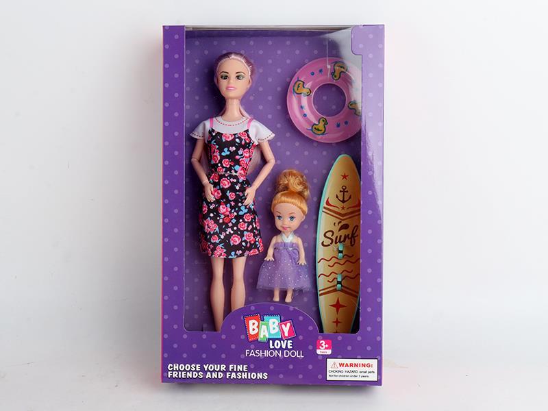 11 Inch Solid Fashion Doll With 3 Inch Swimming Ring Surfboard