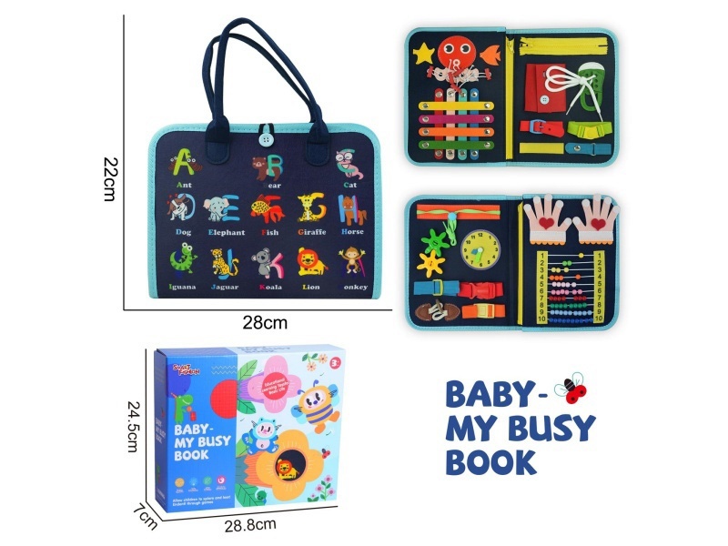 Montessori Early Education And Intelligence For Children - 3-Page Felt Busy Board With Animal Letters