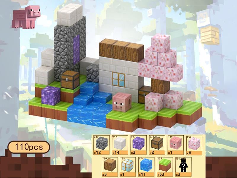 Cherry Blossom Cottage Magnetic Cube Building Blocks 110pcs