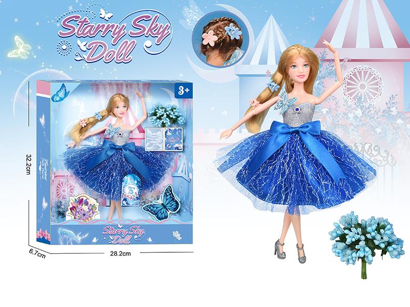 11.5 Inch 11-Joints Fashion Doll With Simulated Bouquet, 2 Hair Clips