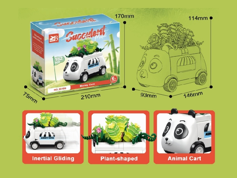Building Blocks: 182Pcs Money String Panda Car