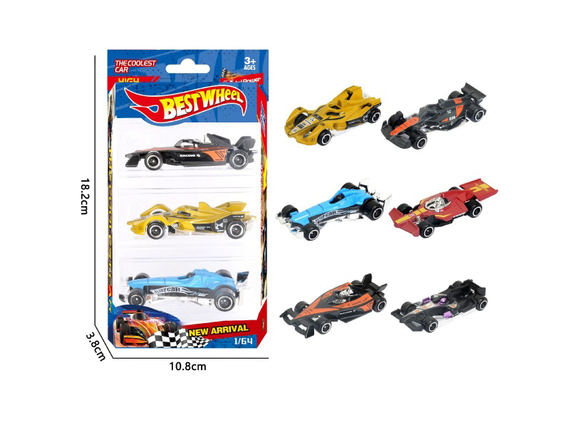 6-Piece 1:64 F1 Racing Car Alloy Model 3-Pack