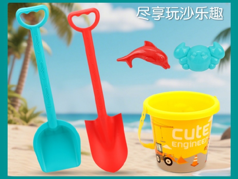 A Set Of 5 Engineering Beach Buckets