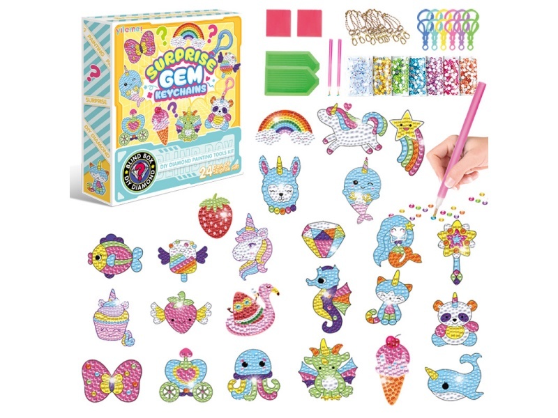 24Pcs Surprise Blind Box Keychain Series With Diamonds