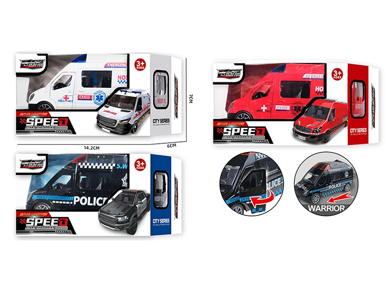 1:48 Pull Back Alloy Ambulance/Police Car/Fire Engine