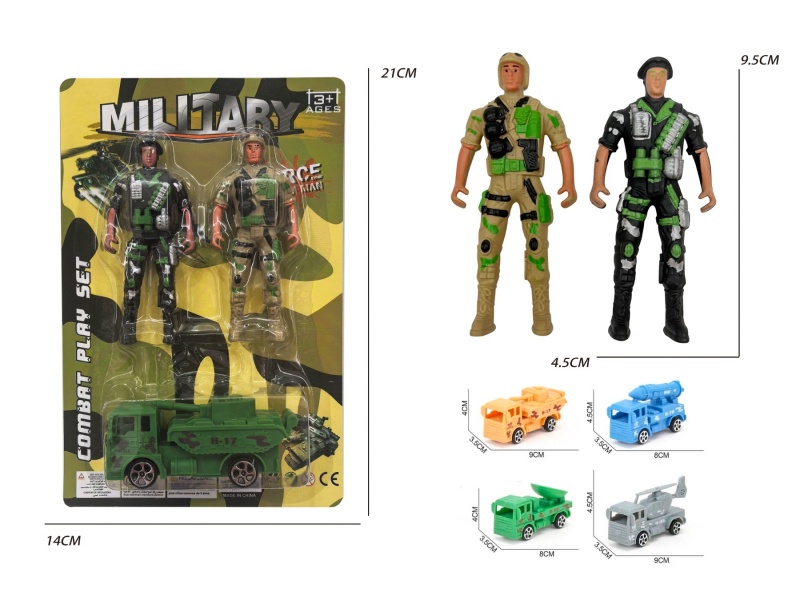 2 (Yellow/Black) Military Personnel With Military Vehicle