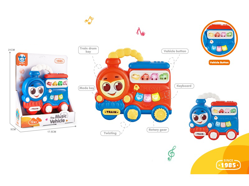 Infant And Toddler Early Education And Intelligence Cartoon Train Electronic Keyboard Two-Color Mixed Set