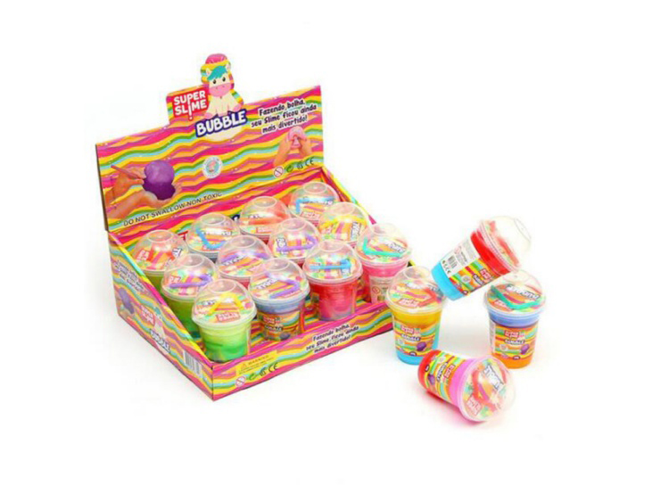 Crystal Mud Slime Milk Tea Cup With Bubble Blowing And Straw