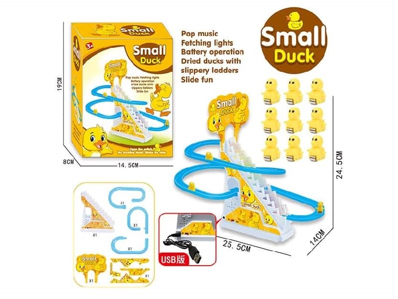 Yellow Baby Duck Climbing Stairs
