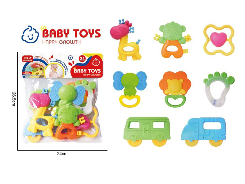 8-Piece Set Of Cartoon Educational And Soothing Baby Teething Toys